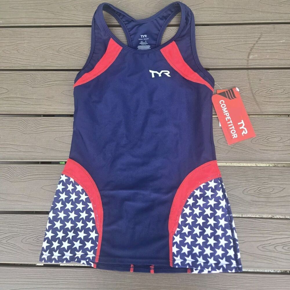 TYR Women's Americana Tri Triathlon Singlet Tank Top Competitor Sz S New